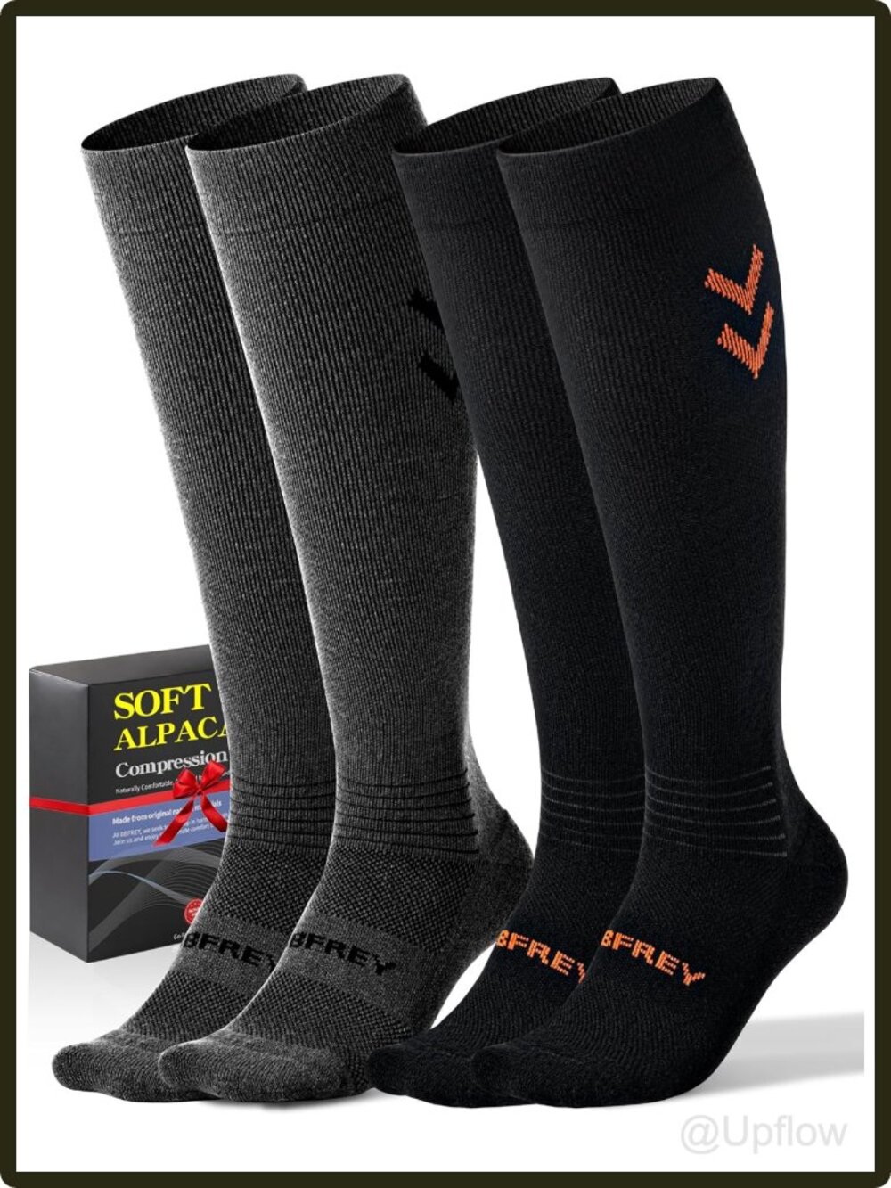 Alpaca Wool Compression Socks 18-25 mmHg Knee High Hiking Travel Men Women